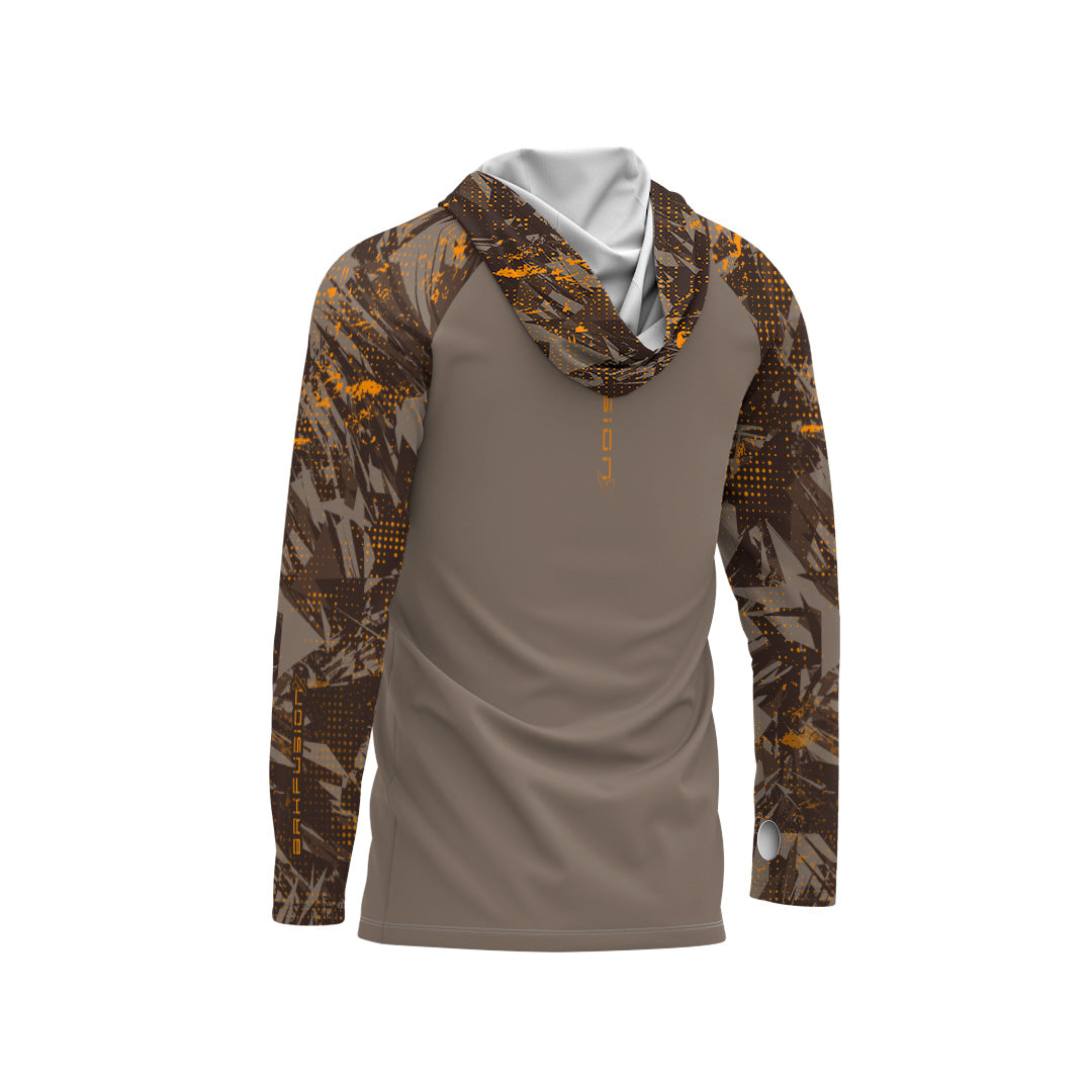 Camisa FusionX Brk Marine Marrom Claro com Capuz e Proteção UV50+