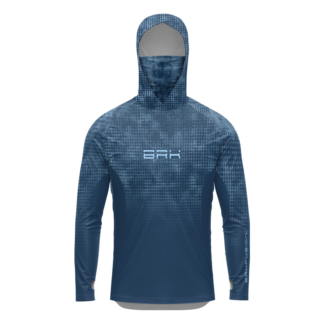 Camisa FusionX Brk Deep Azul com Capuz e Proteção UV50+