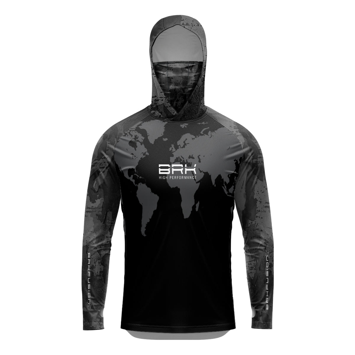 Camisa FusionX Brk Discovery Cinza e Preta com Capuz e Proteção UV50+