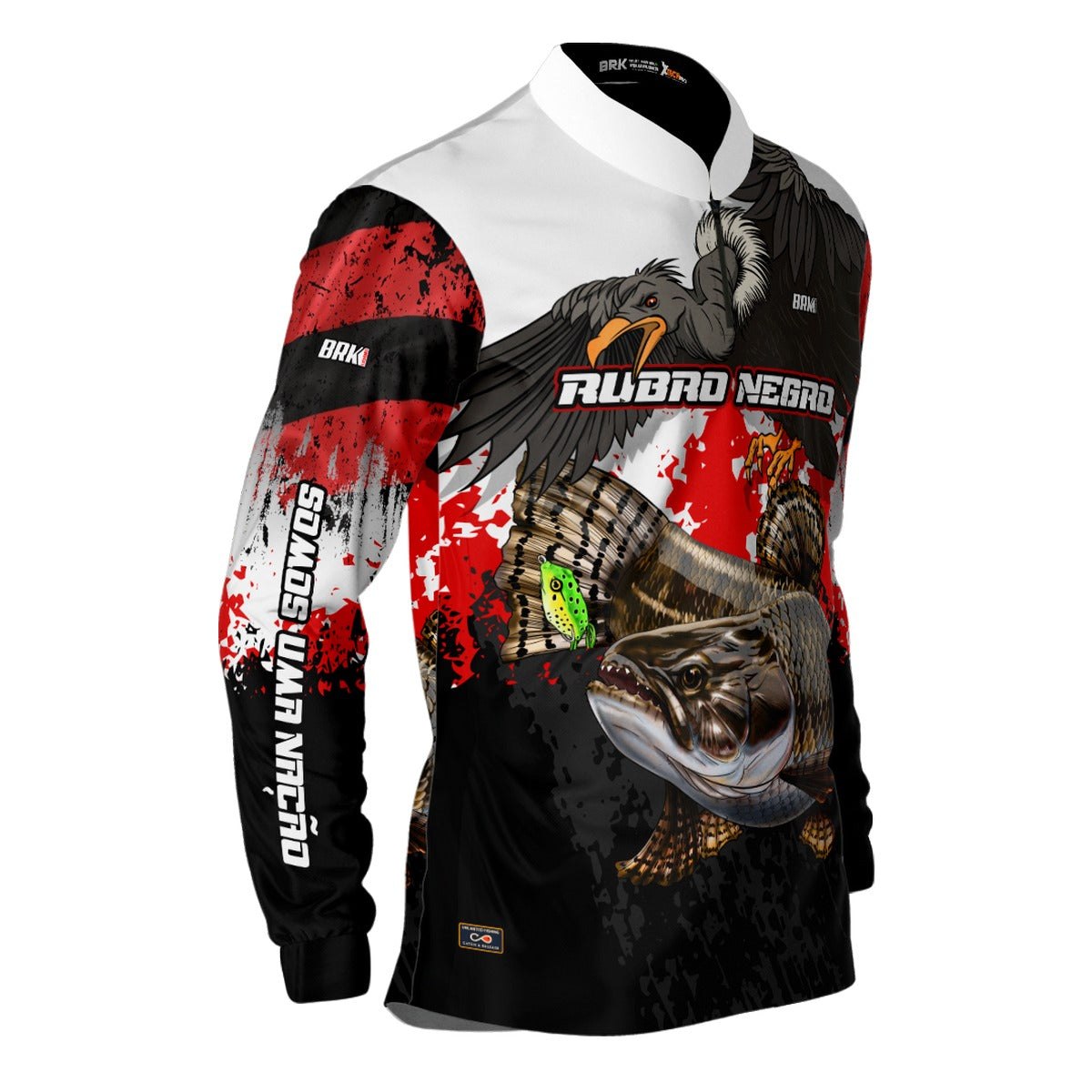 Camisa de Pesca Brk Rubro Negro Traira UV50+
