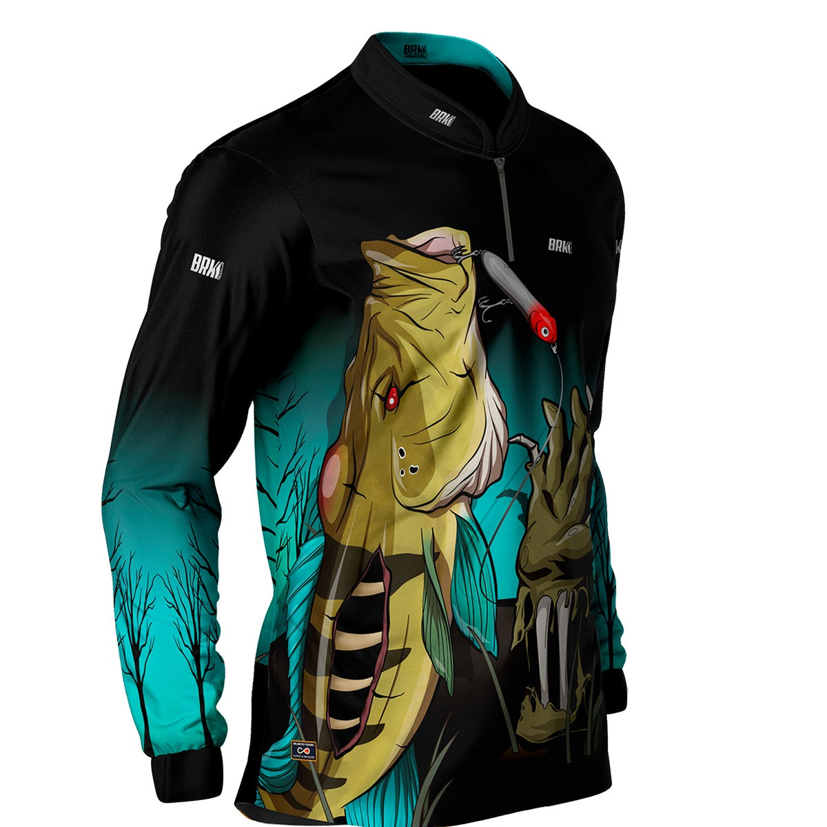 Camisa de Pesca Masculina Brk Halloween Edição Especial Tucuna Zumbi com UV50+