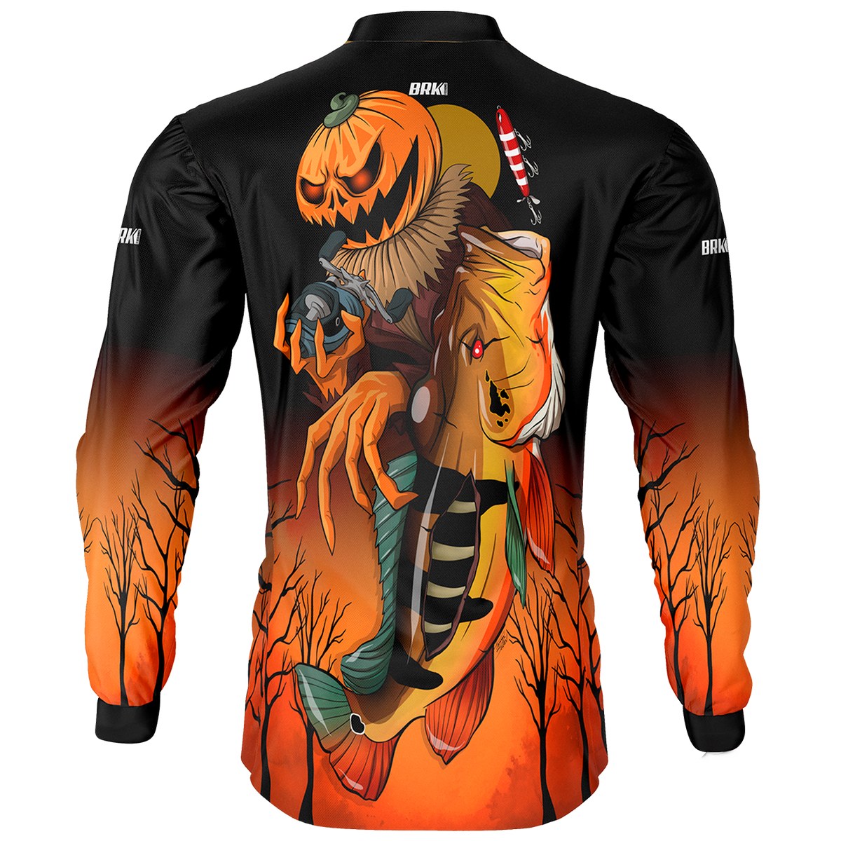 Camisa de Pesca Masculina Brk Halloween Edição Especial Ábobora Tucuna com UV50+