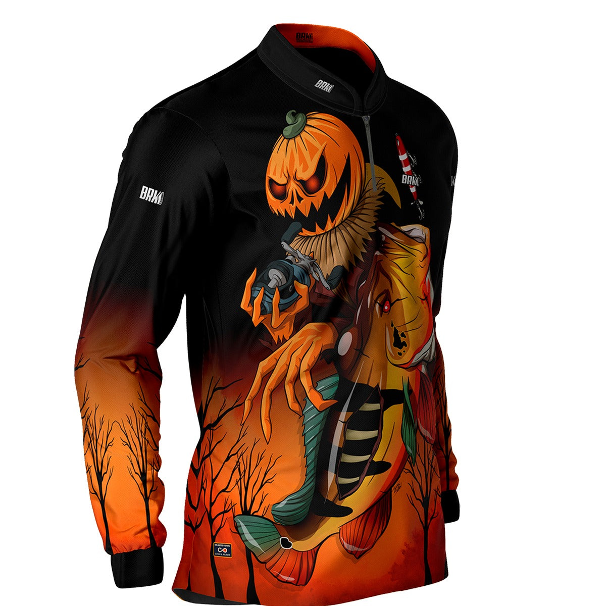 Camisa de Pesca Masculina Brk Halloween Edição Especial Ábobora Tucuna com UV50+