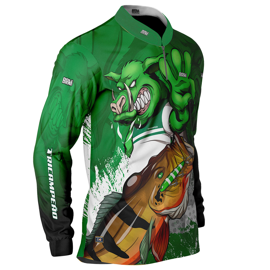 Camisa de Pesca Brk Verdão Tri Libertadores com UV50+