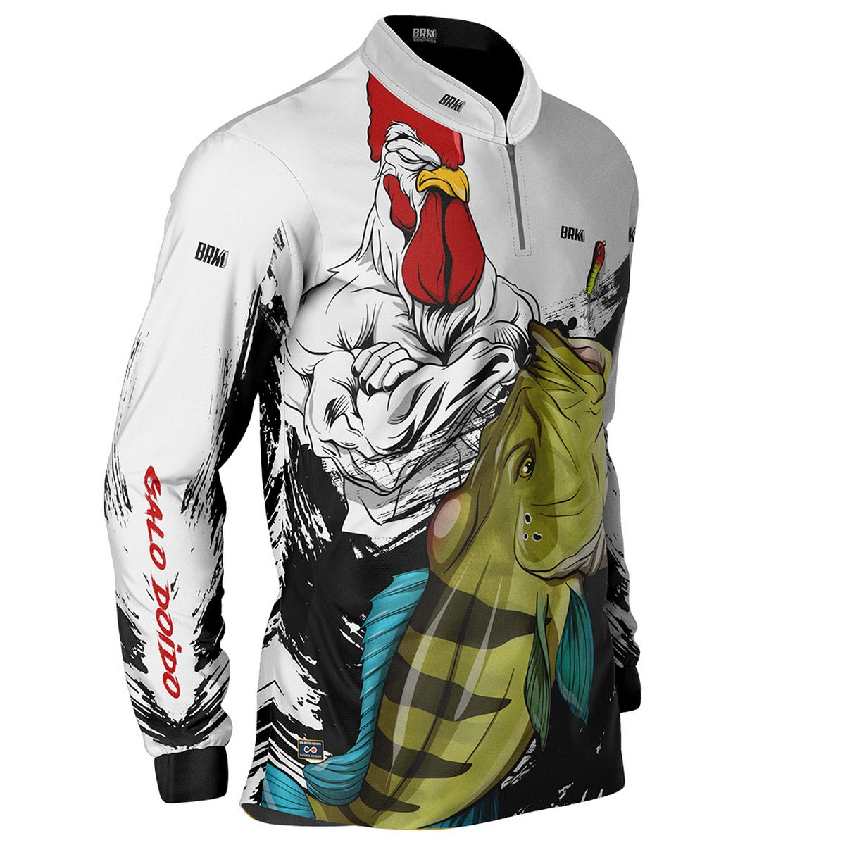 Camisa de Pesca Brk Galo Doido Bicampeão Tucunaré Azul com UV50+