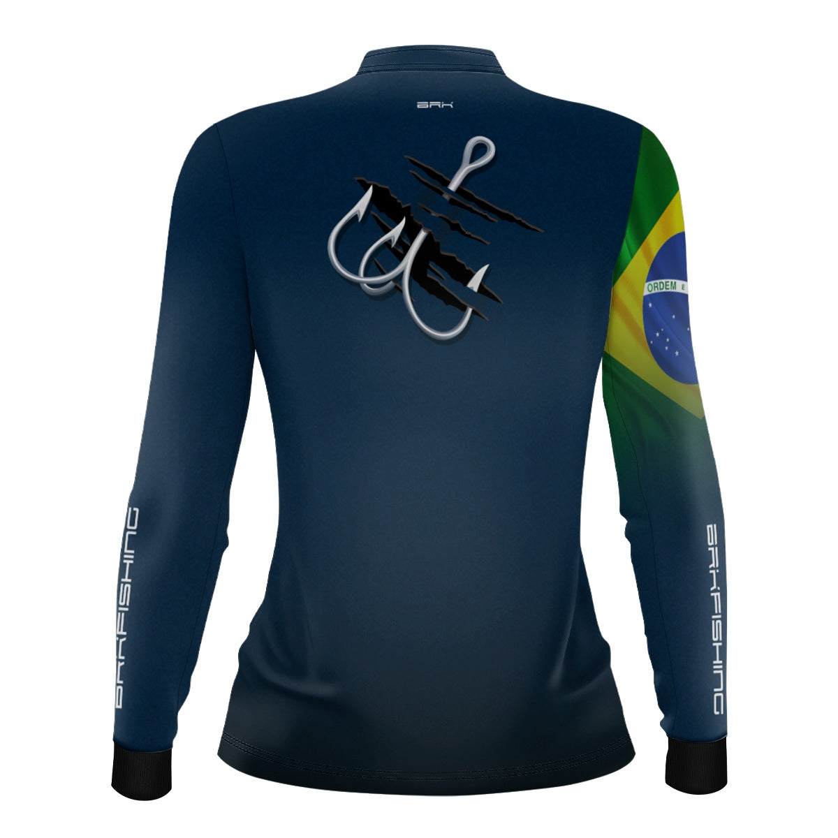 Camisa de Pesca Feminina Brk Azul Bandeira do Brasil Garateia com Proteção UV50+