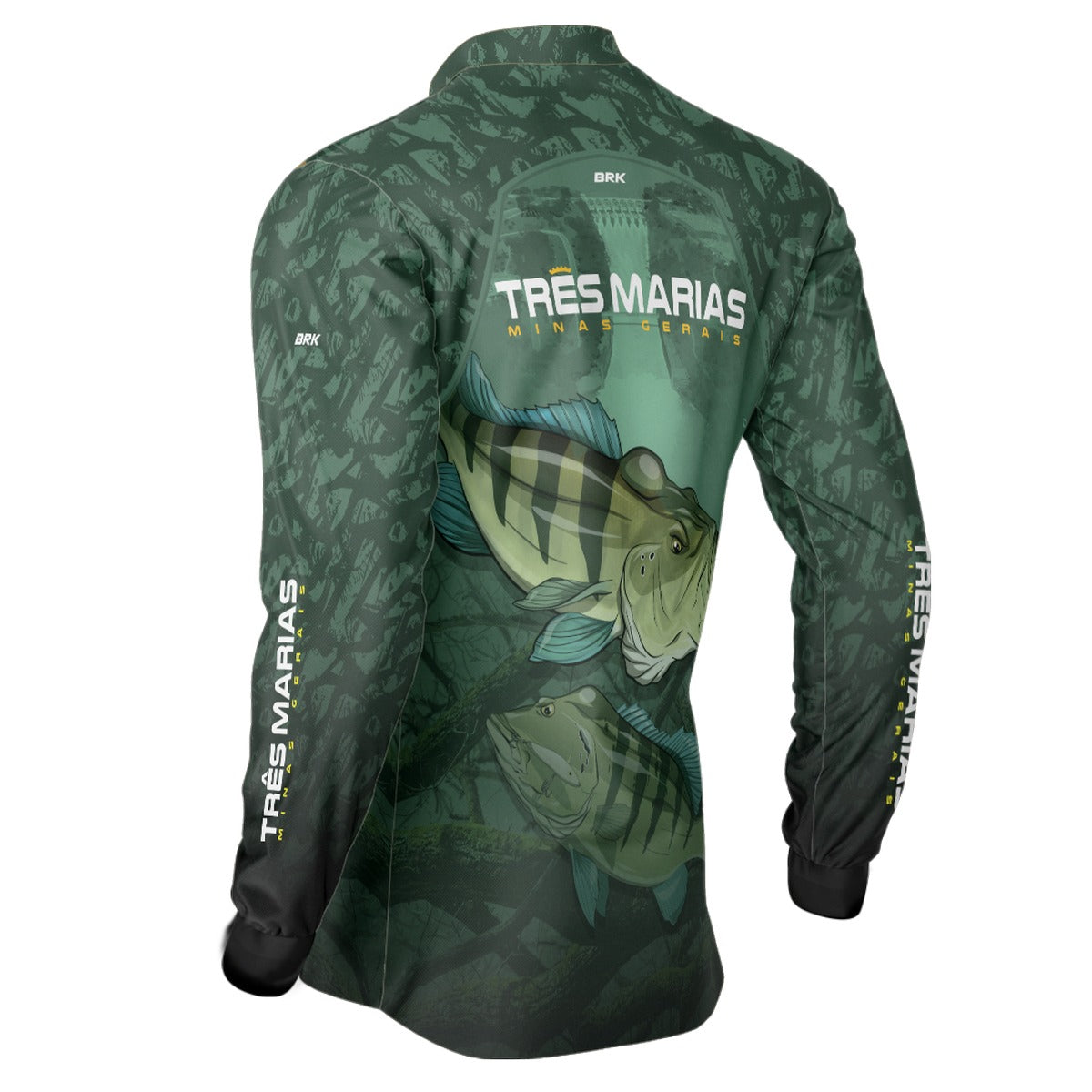 Camisa de Pesca Brk Verde Tucunaré Azul Três Marias com UV50+