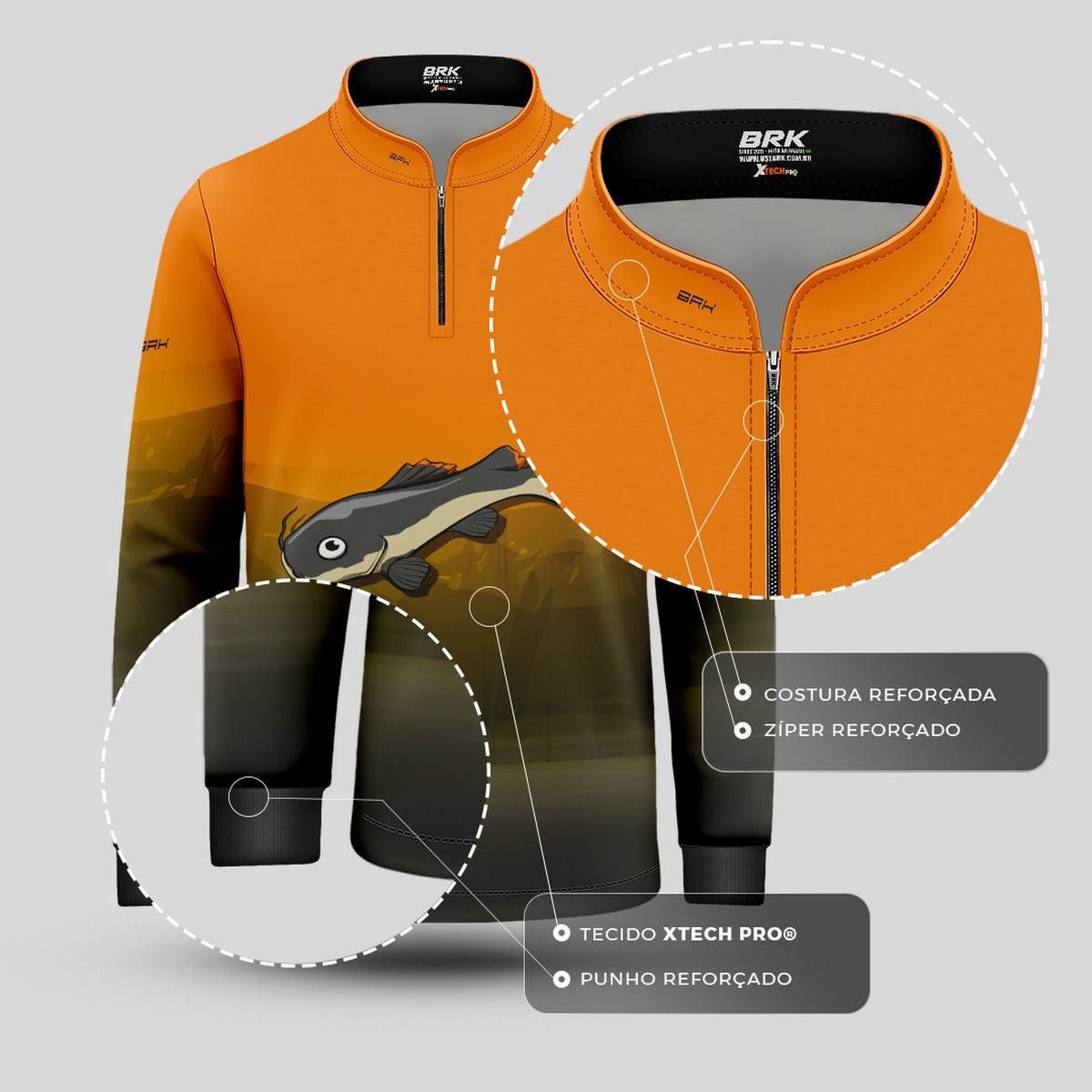 Camisa de Pesca Infantil Brk Pirarara com UV50 +