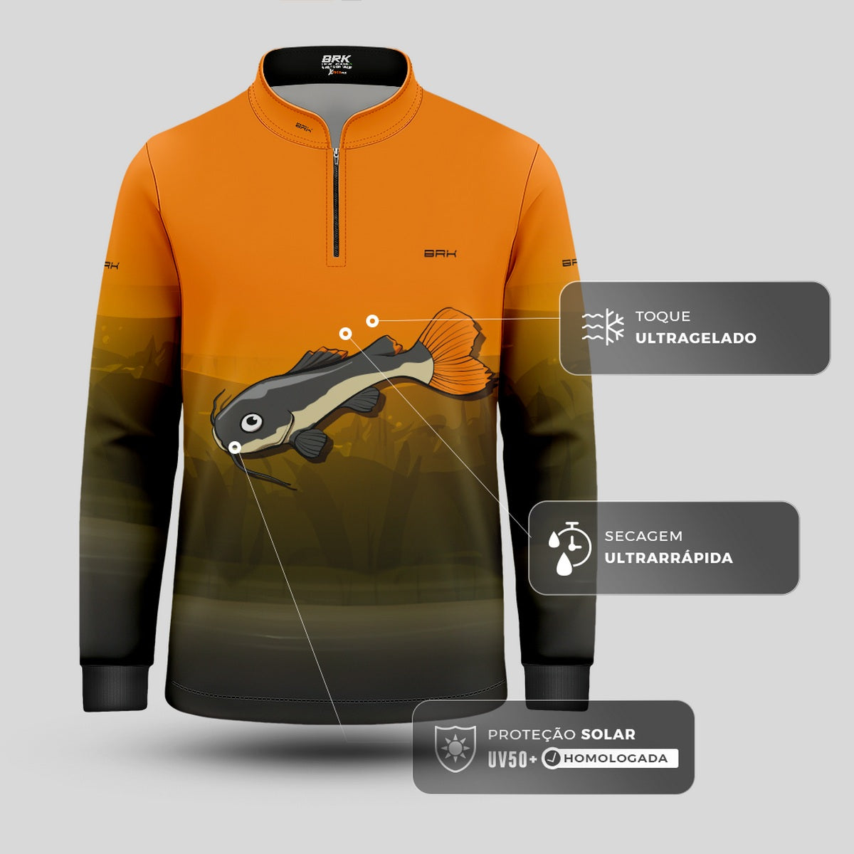 Camisa de Pesca Infantil Brk Pirarara com UV50 +