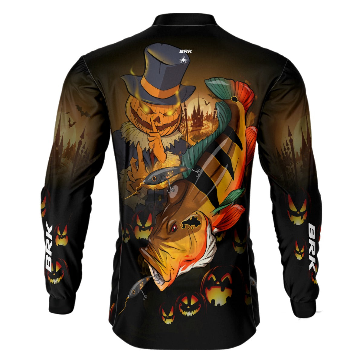 Camisa de Pesca Brk Halloween Pumpkin Tucuna Açu com UV50+
