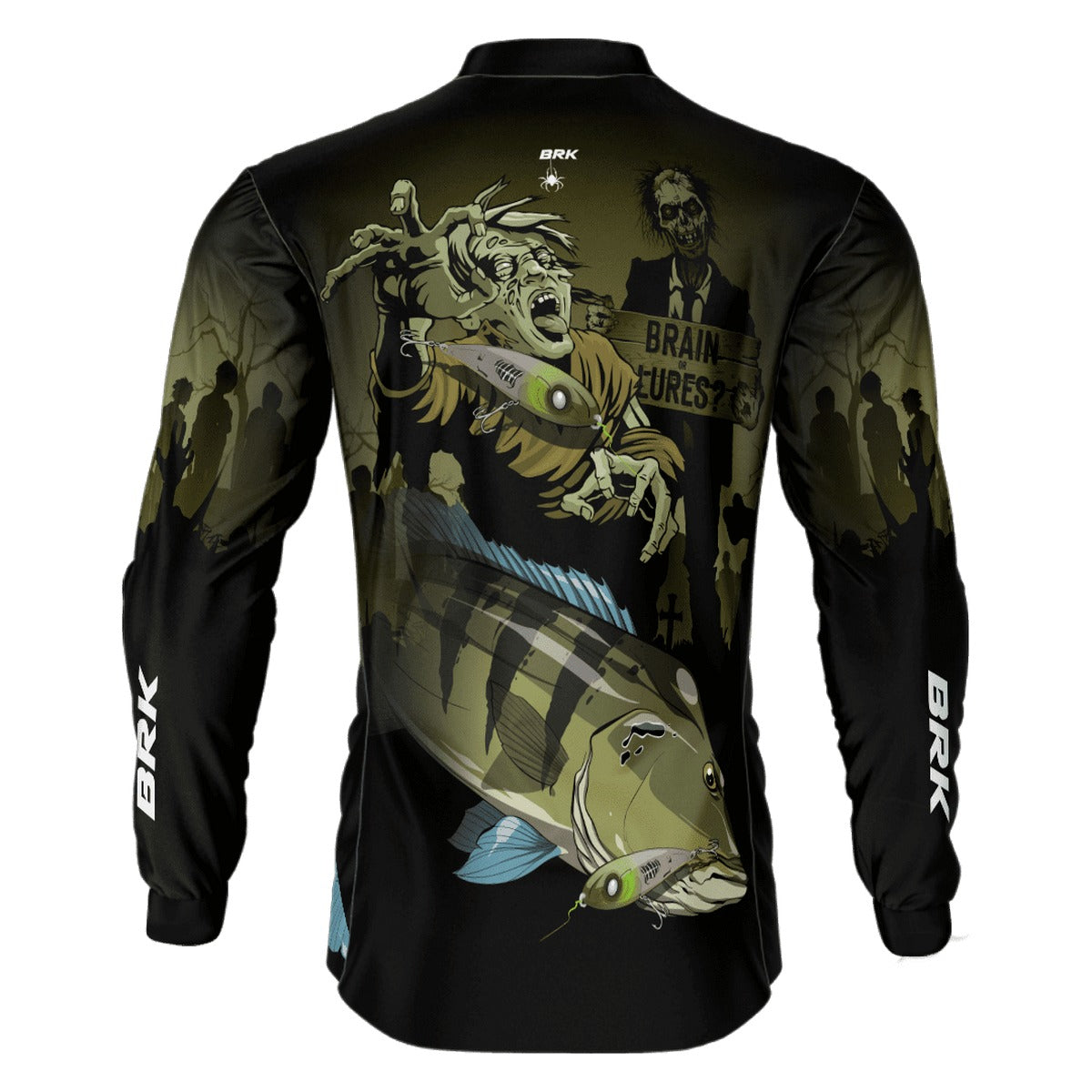 Camisa de Pesca Brk Halloween Tucuna Azul Zumbi com UV50+