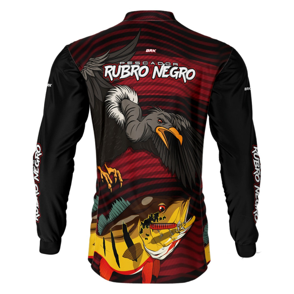 Camisa de Pesca Brk Pescador Rubro Negro 2023 com UV50+