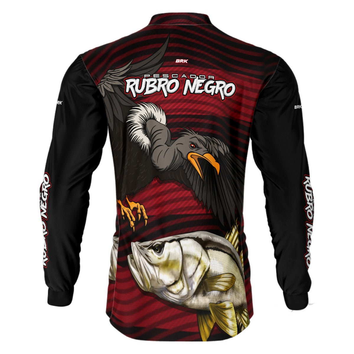 Camisa de Pesca Brk Pescador Rubro Negro Robalo com UV50+