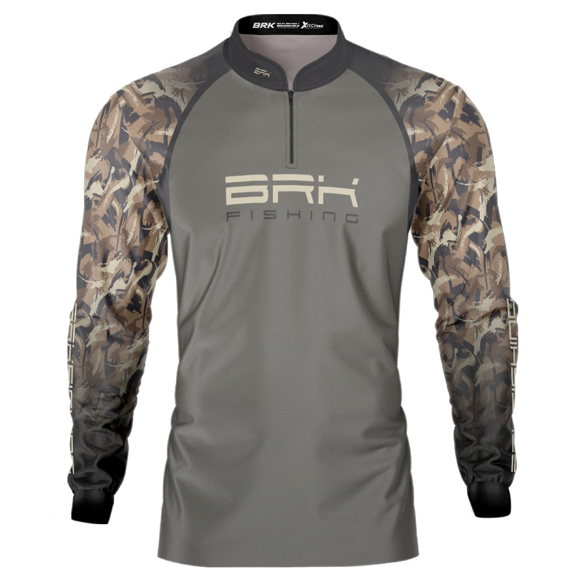 Camisa de Pesca Brk Camuflada e Cinza com Proteção UV50+