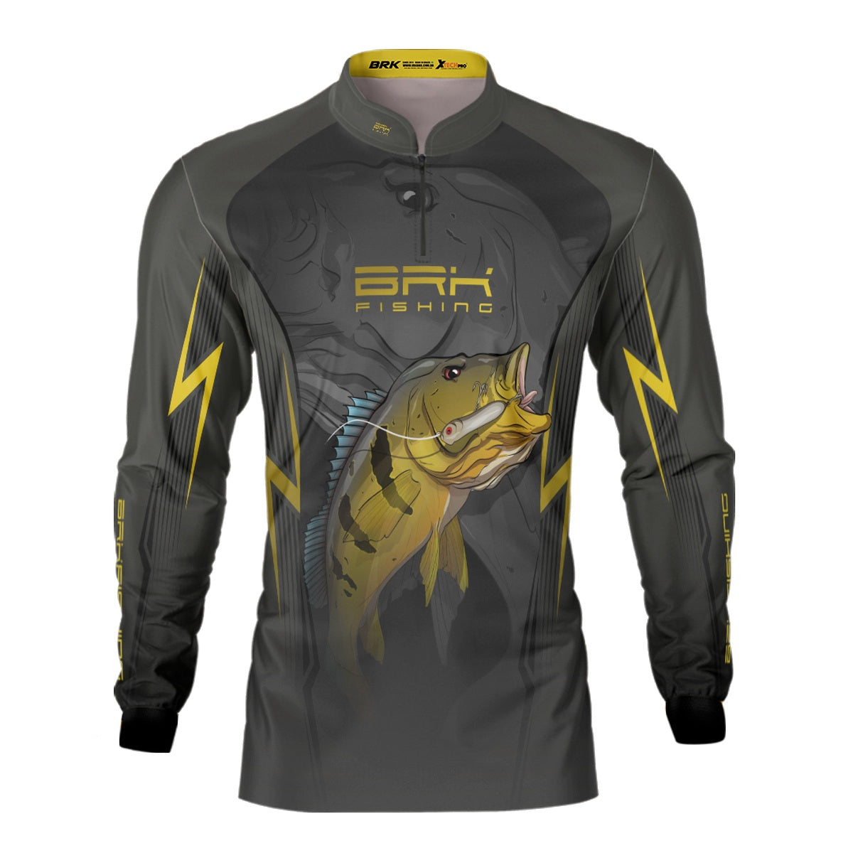 Camisa de Pesca Brk Cinza Tucunaré Vazorelli com UV50+