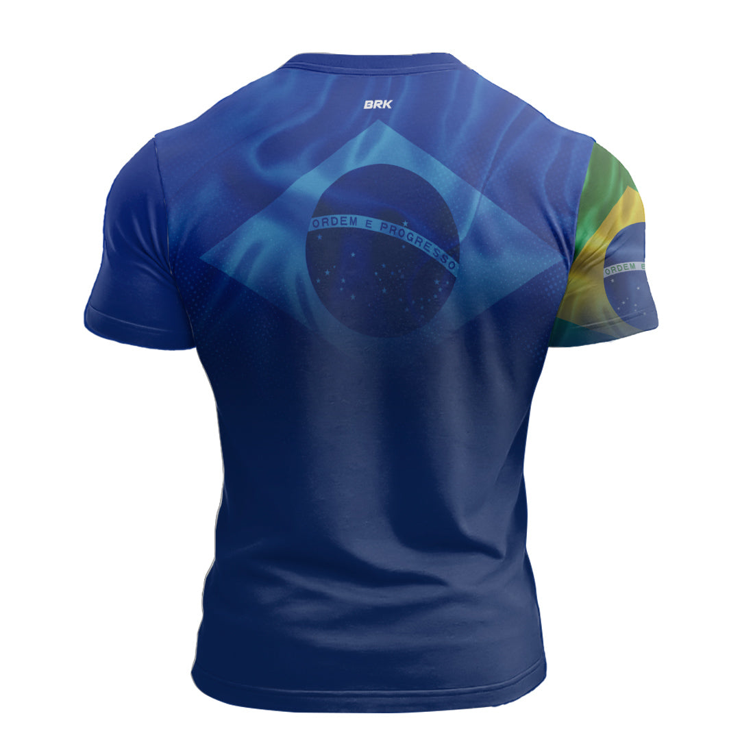 Camiseta de Pesca Brk Brasil Azul com com Proteção Solar UV50+