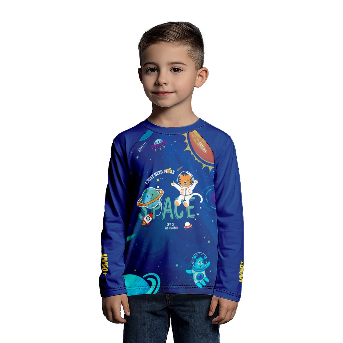 Camisa de Pesca Kids Brk Gatinho Astronauta com Proteção UV50