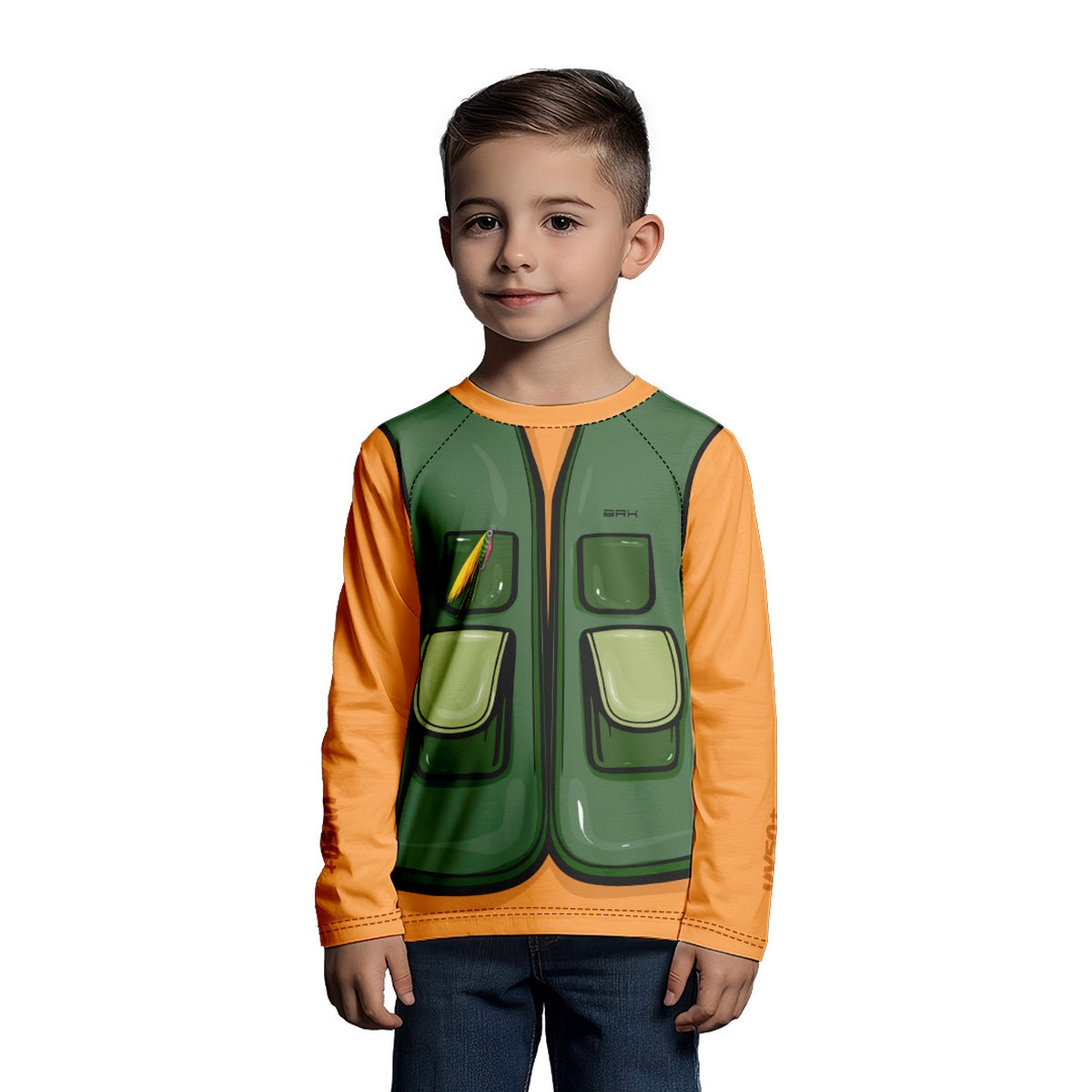 Camisa de Pesca Kids Brk Laranja Pequeno Pescador com Proteção UV50