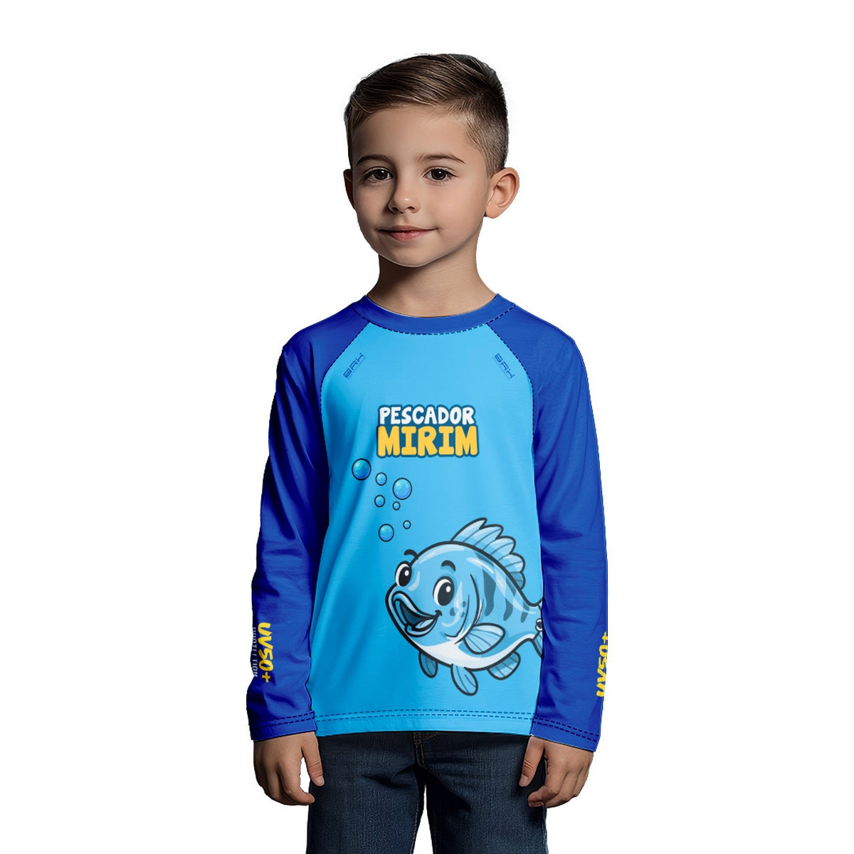 Camisa de Pesca Kids Brk Azul Pescador Mirim com Proteção UV50