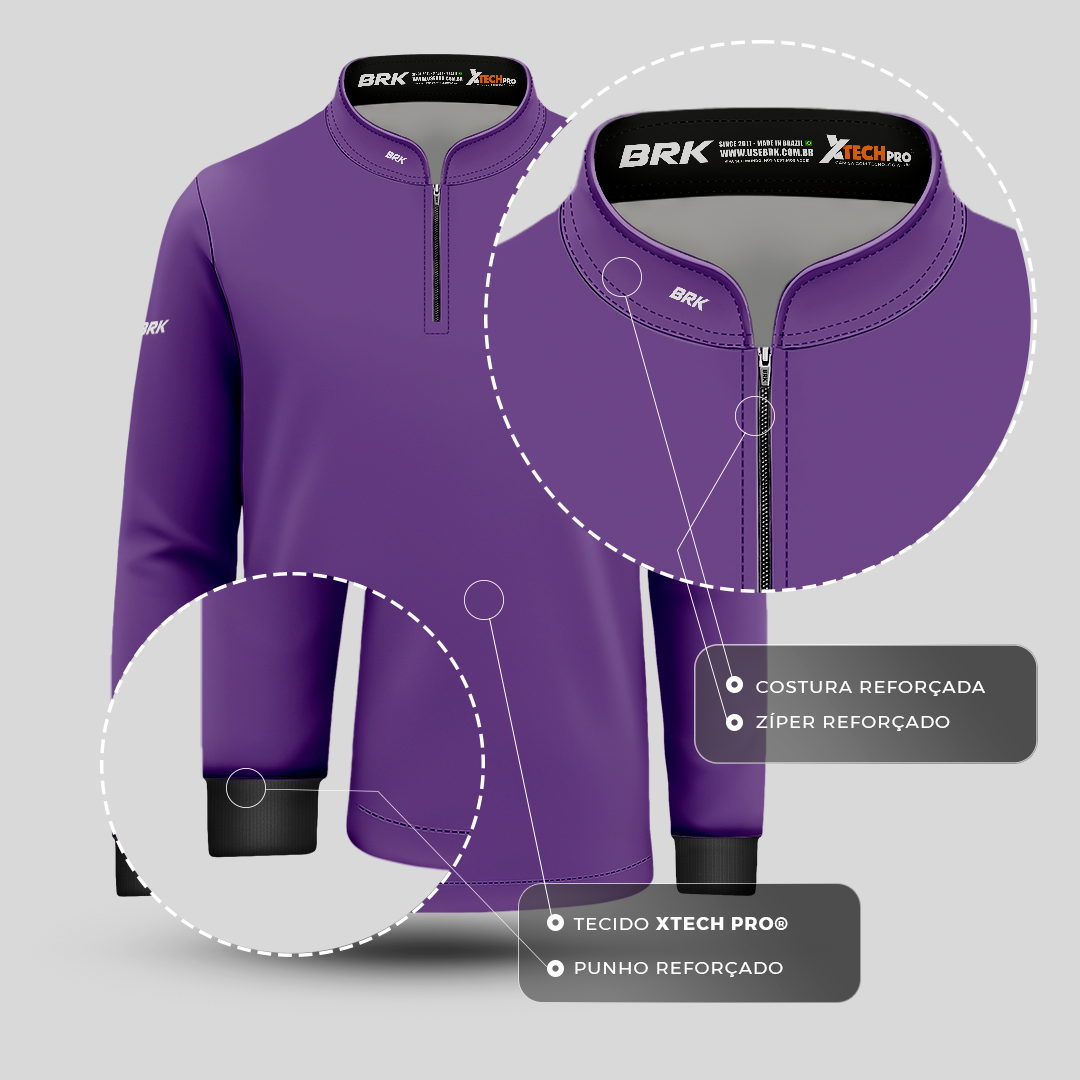 Camisa de Pesca Infantil Brk Básica Roxa com Proteção Solar UV50+