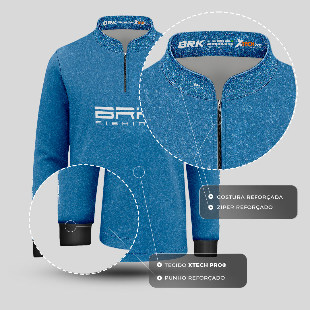 Camisa de Pesca Infantil Brk Select Pursuit Jeansfit com Proteção UV50+