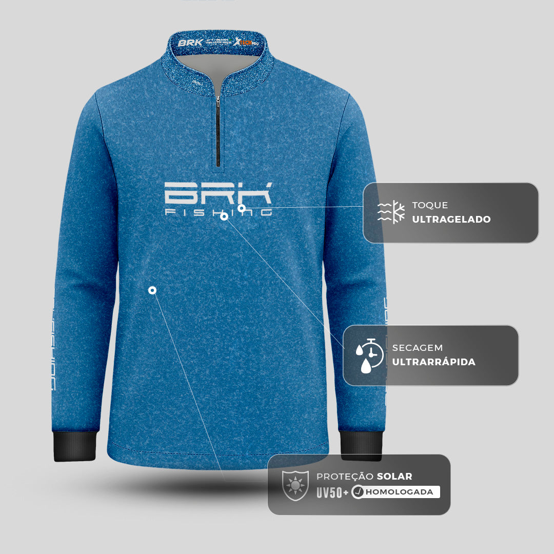 Camisa de Pesca Infantil Brk Select Pursuit Jeansfit com Proteção UV50+