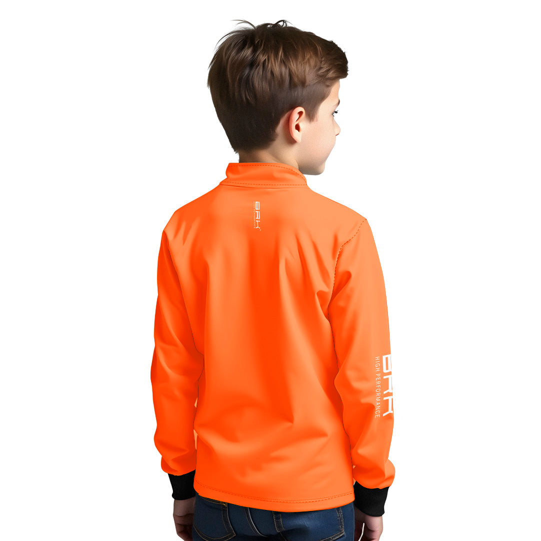 Camisa de Pesca Infantil Brk Básica Laranja com Proteção Solar UV50+
