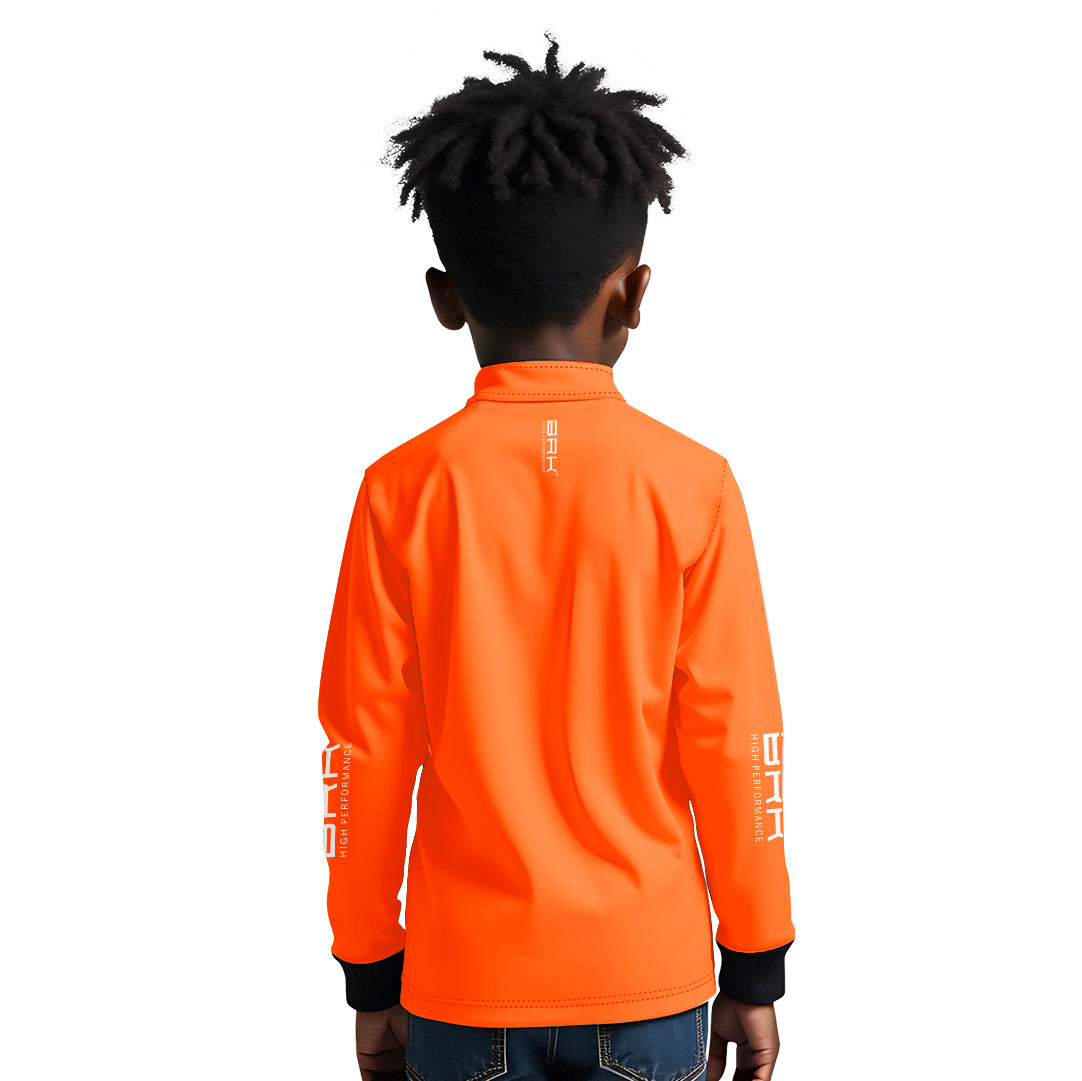 Camisa de Pesca Infantil Brk Básica Laranja com Proteção Solar UV50+