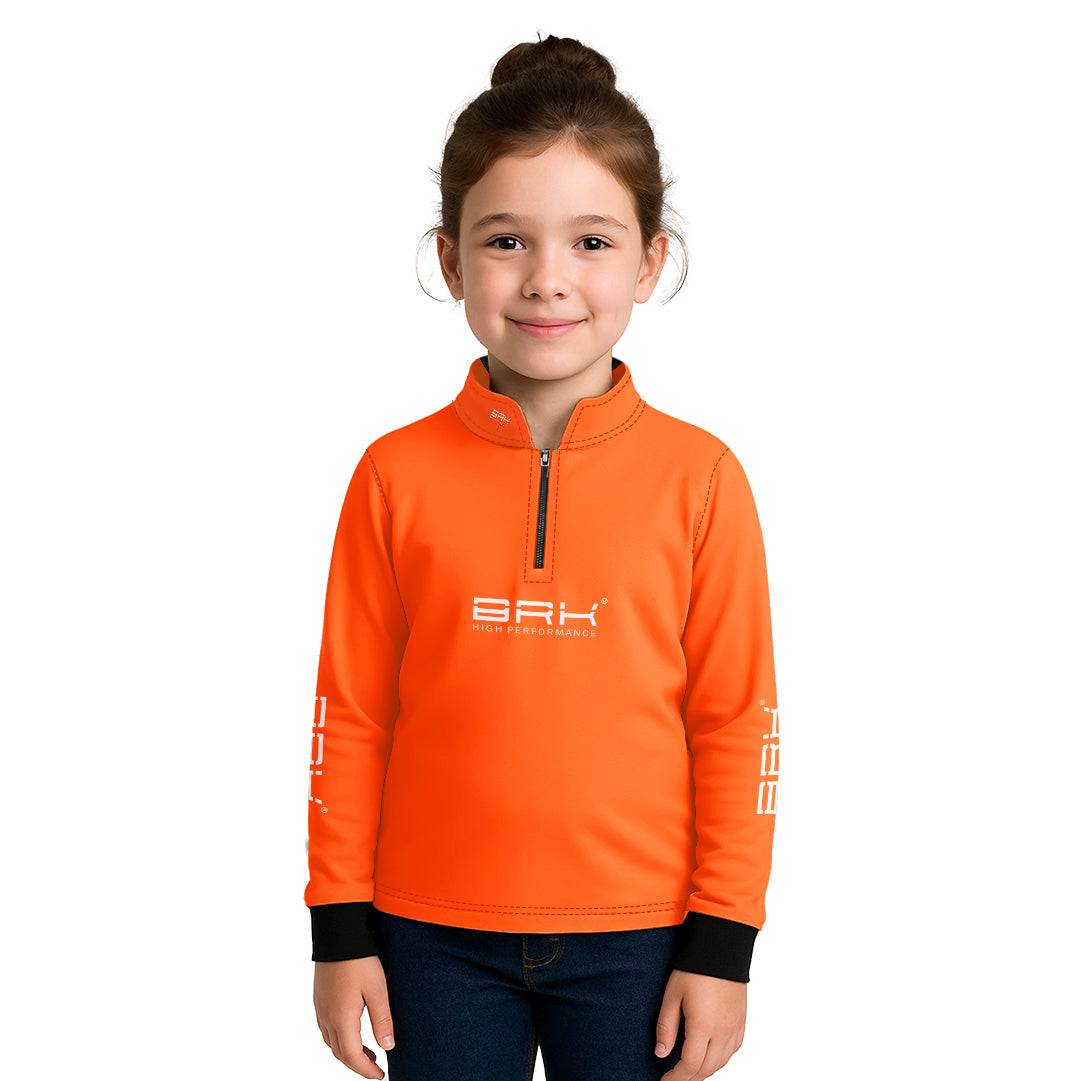 Camisa de Pesca Infantil Brk Básica Laranja com Proteção Solar UV50+