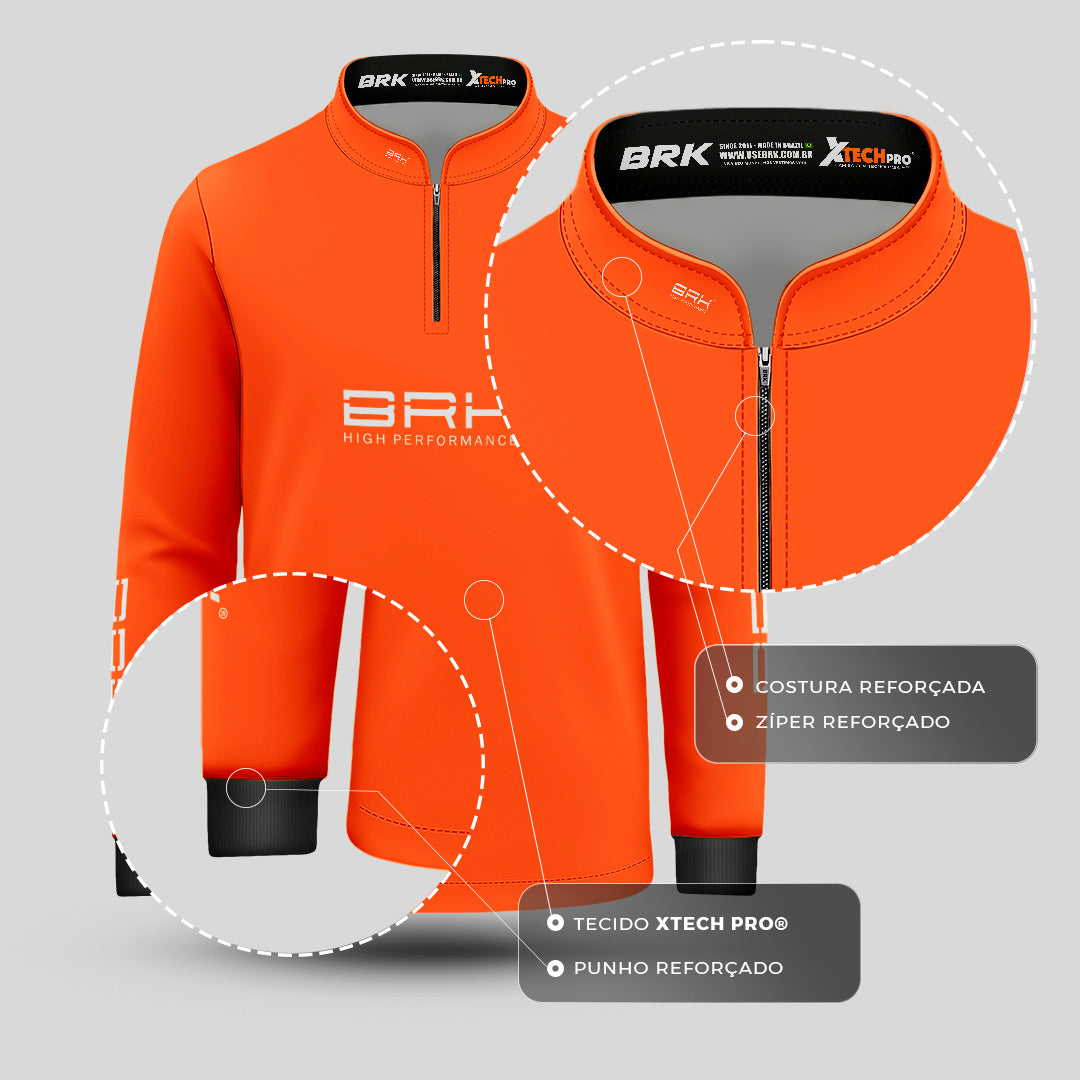 Camisa de Pesca Infantil Brk Básica Laranja com Proteção Solar UV50+