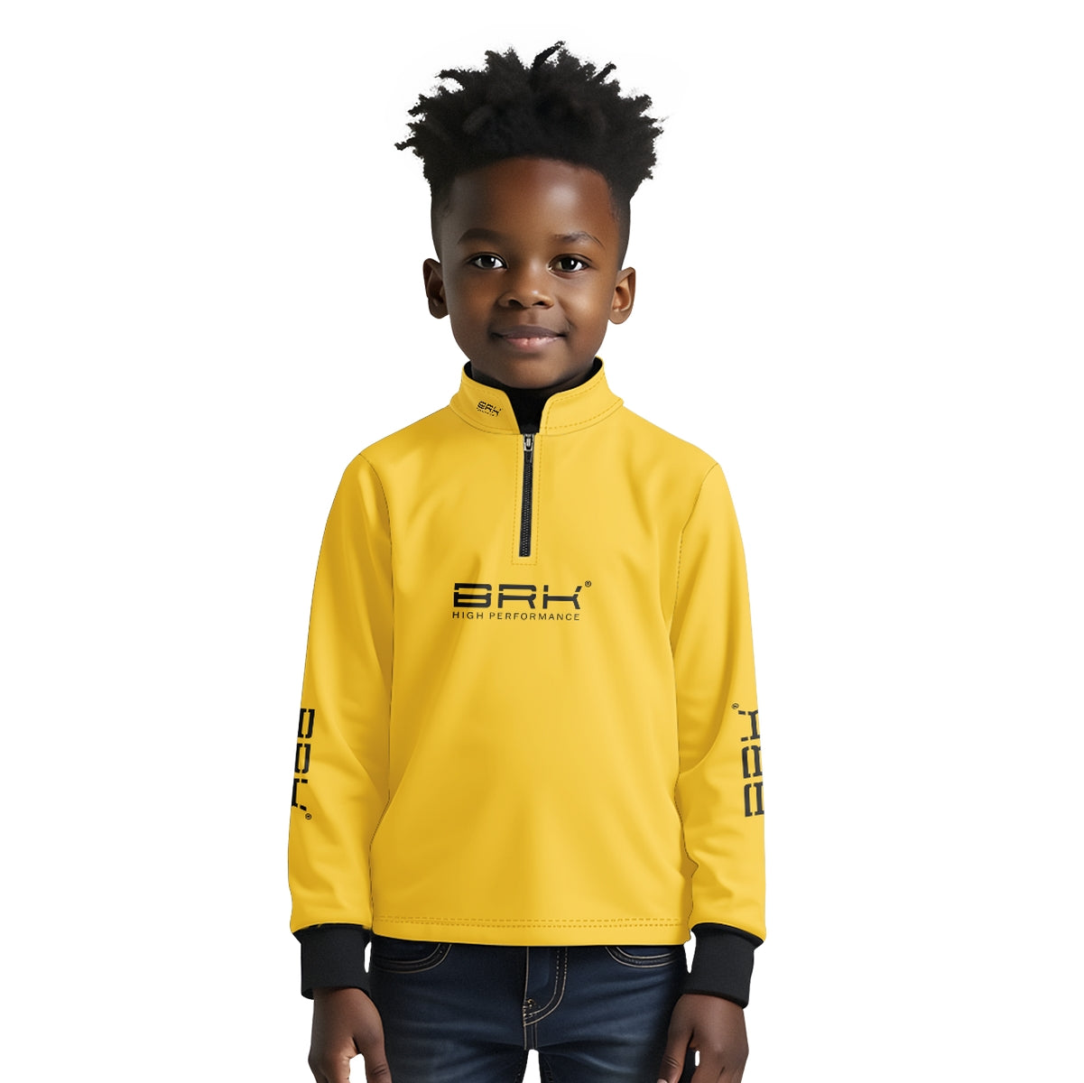 Camisa de Pesca Infantil Brk Básica Amarela com Proteção Solar UV50+