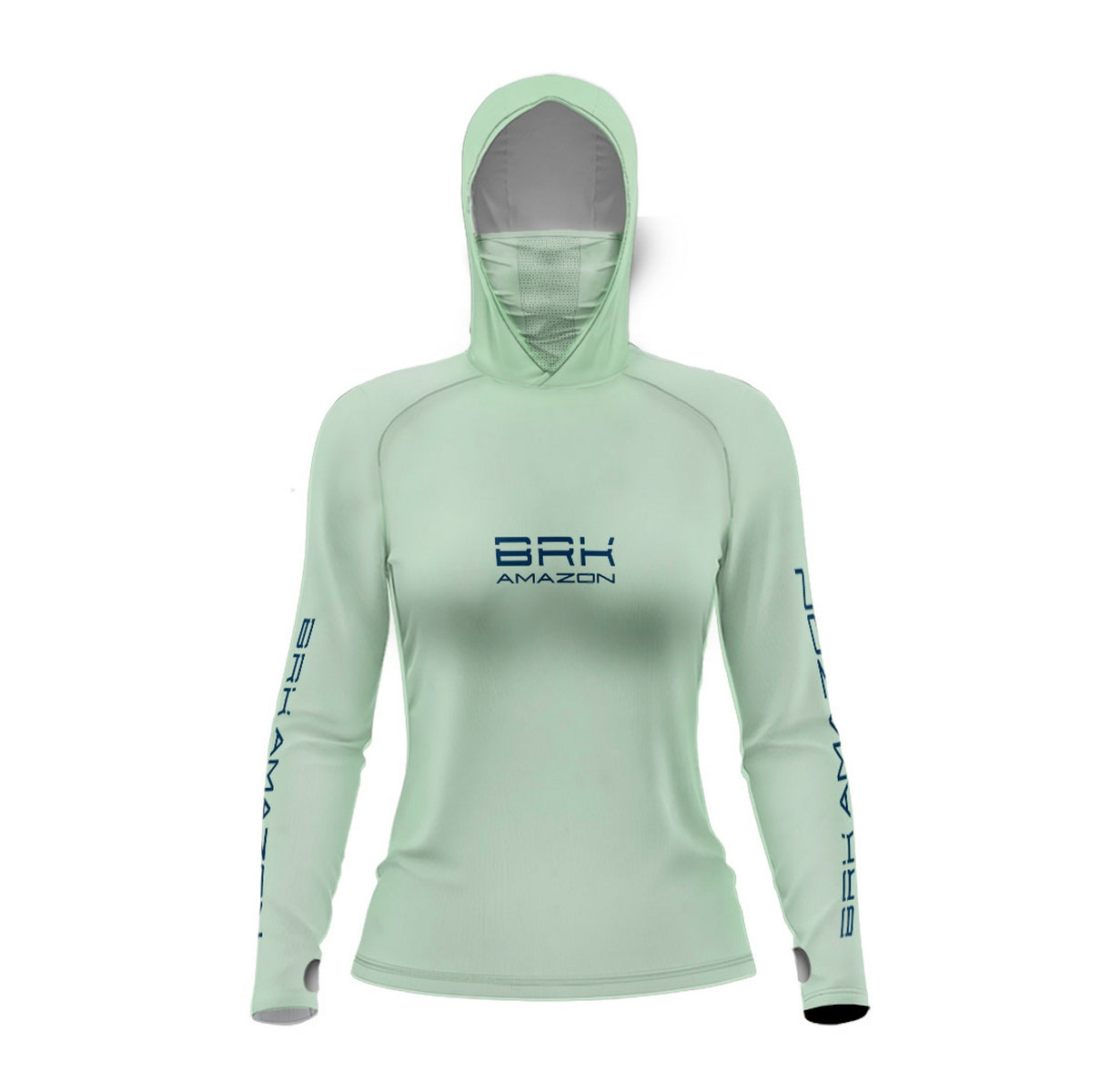 Camisa FusionX Brk Feminino Tucunaré Clean Verde Claro com Capuz e Proteção UV50+