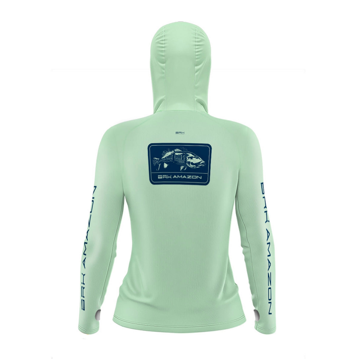 Camisa FusionX Brk Feminino Tucunaré Clean Verde Claro com Capuz e Proteção UV50+