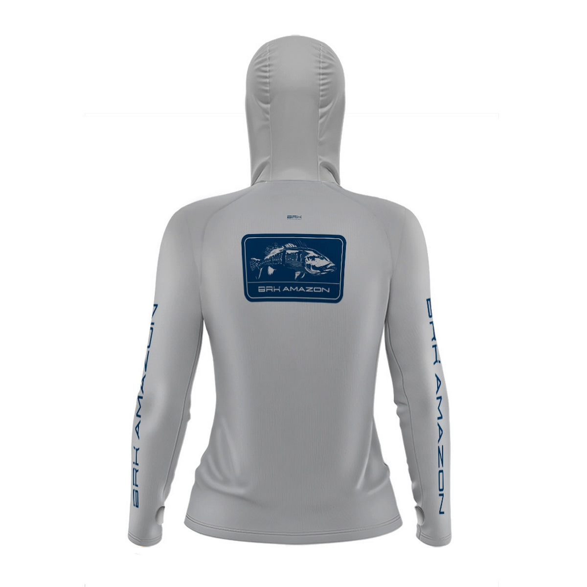 Camisa FusionX Brk Feminino Tucunaré Clean Cinza com Capuz e Proteção UV50+