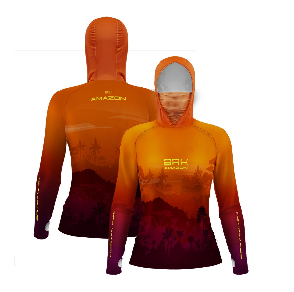 Camisa FusionX Brk Feminino Por do Sol Mata com Capuz e Proteção UV50+