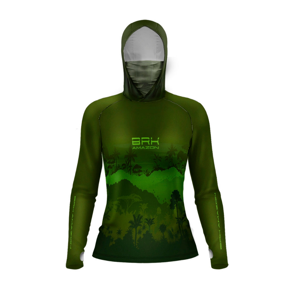 Camisa FusionX Brk Feminino Mata Verde com Capuz e Proteção UV50+