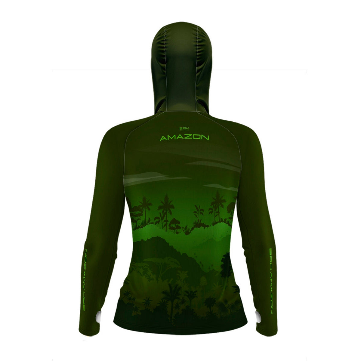 Camisa FusionX Brk Feminino Mata Verde com Capuz e Proteção UV50+