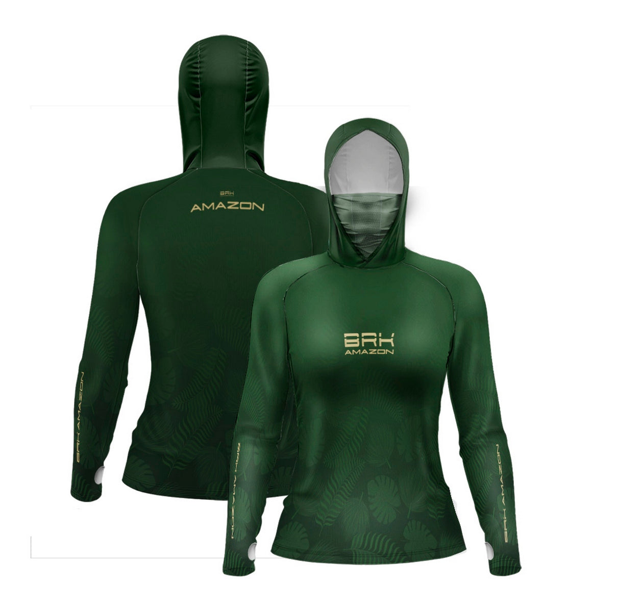 Camisa FusionX Brk Feminino Folhas com Capuz e Proteção UV50+