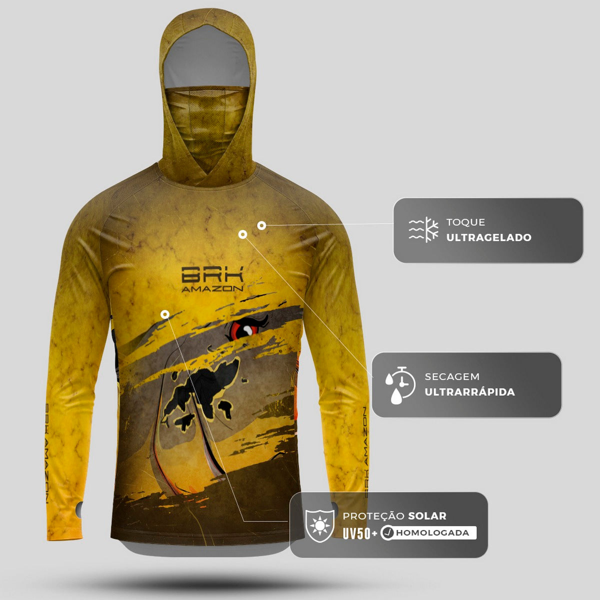 Camisa FusionX Brk Tucunaré Açu 2 com Capuz e Proteção UV50+
