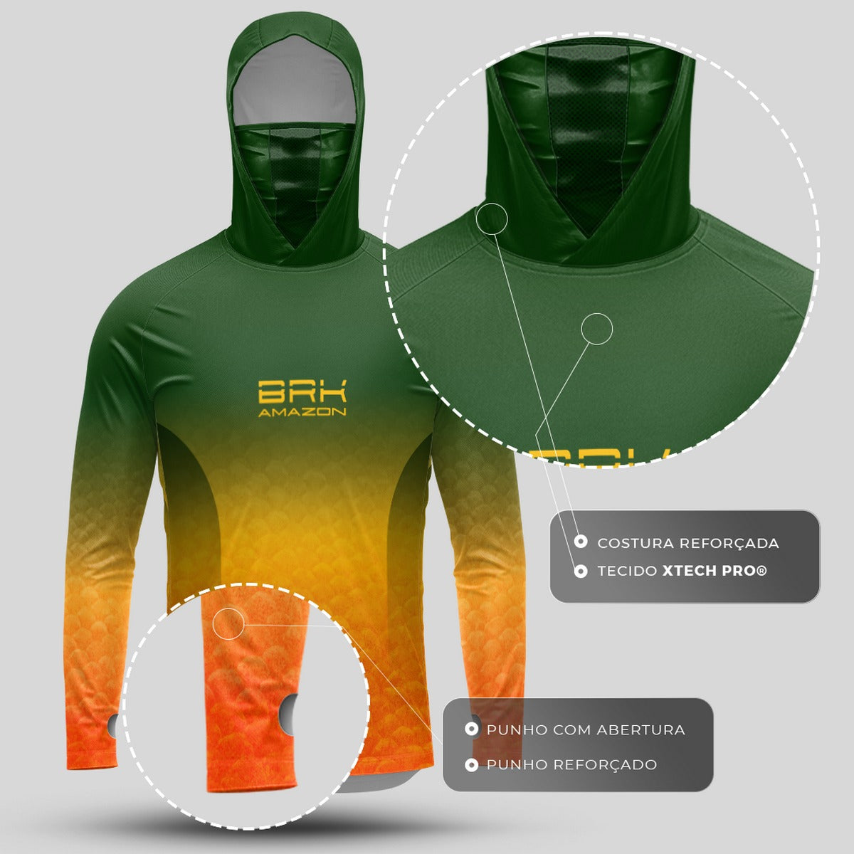 Camisa FusionX Brk Tucunaré Açu com Capuz e Proteção UV50+