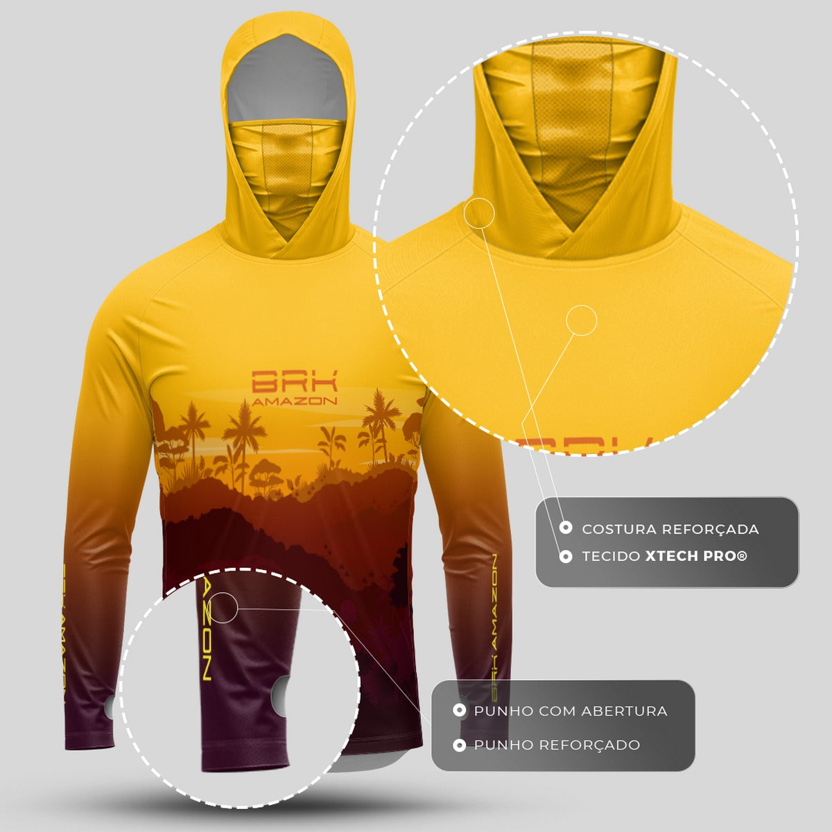 Camisa FusionX Brk Por do Sol Mata Clara com Capuz e Proteção UV50+