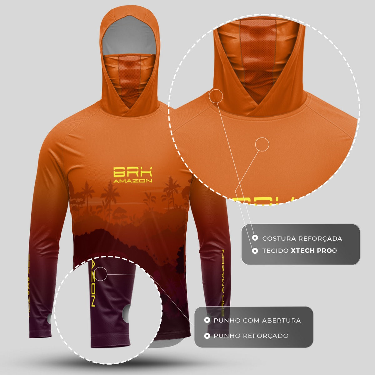 Camisa FusionX Brk Por do Sol Mata com Capuz e Proteção UV50+