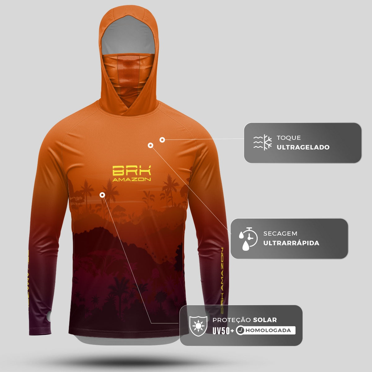 Camisa FusionX Brk Por do Sol Mata com Capuz e Proteção UV50+