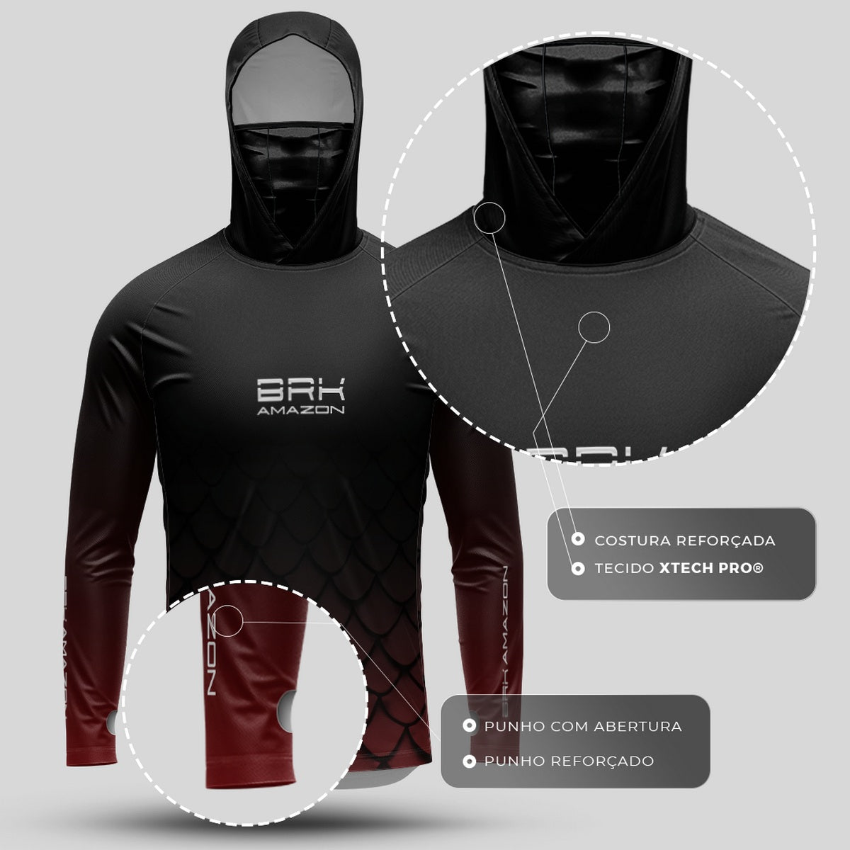 Camisa FusionX Brk Pirarucu com Capuz e Proteção UV50+