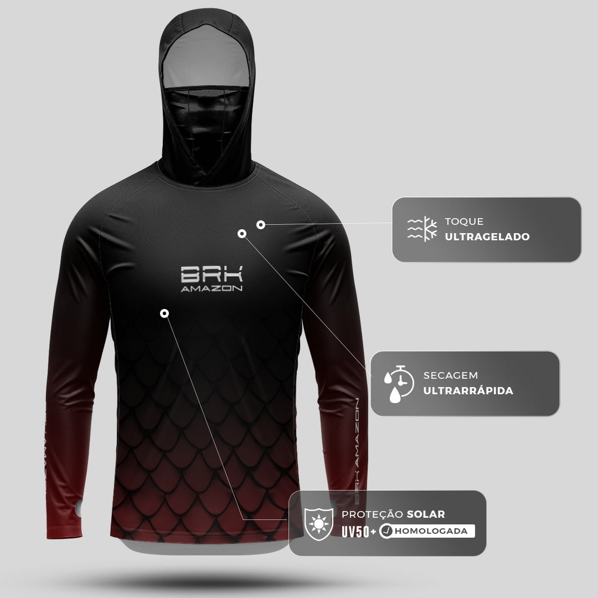 Camisa FusionX Brk Pirarucu com Capuz e Proteção UV50+