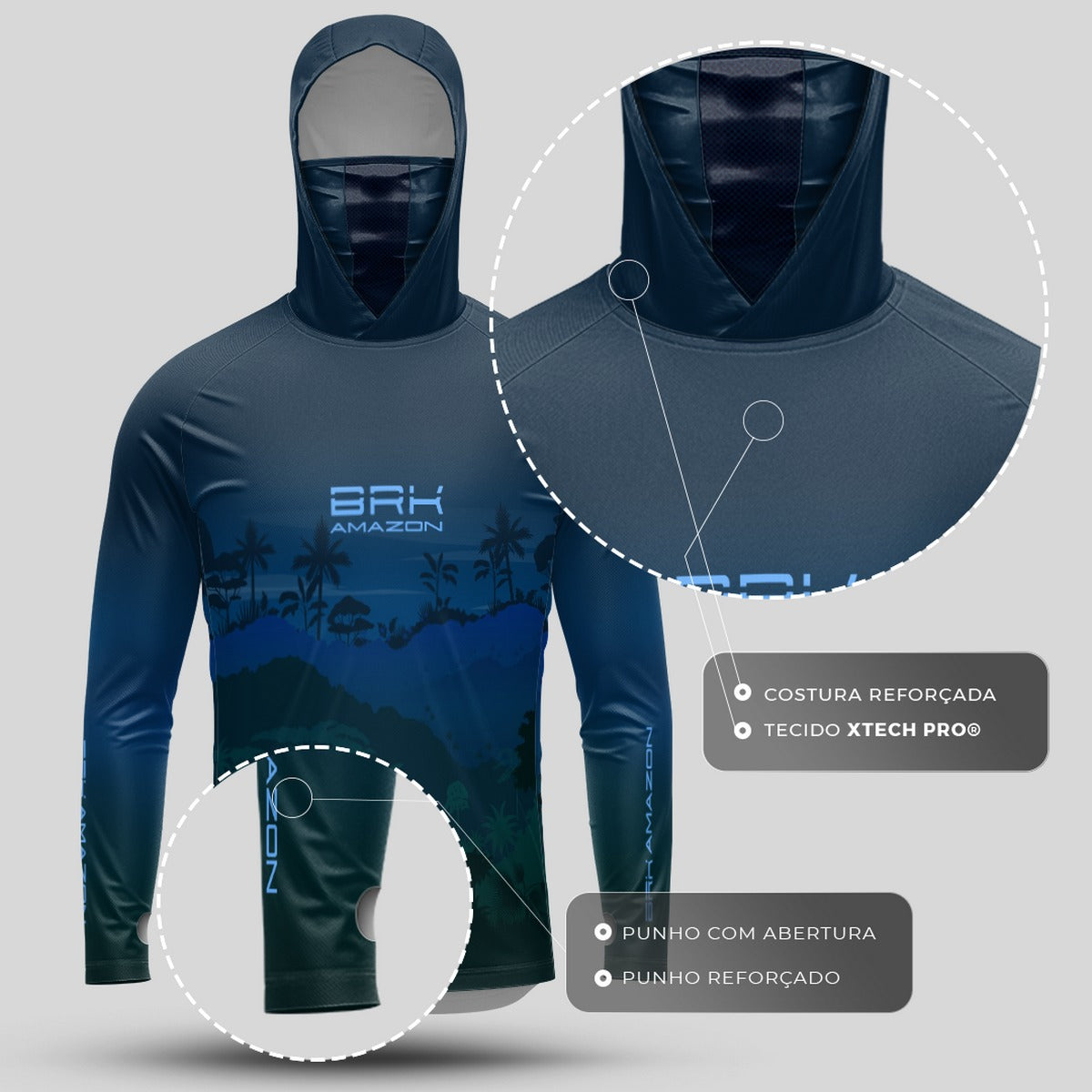 Camisa FusionX Brk Mata Noite com Capuz e Proteção UV50+