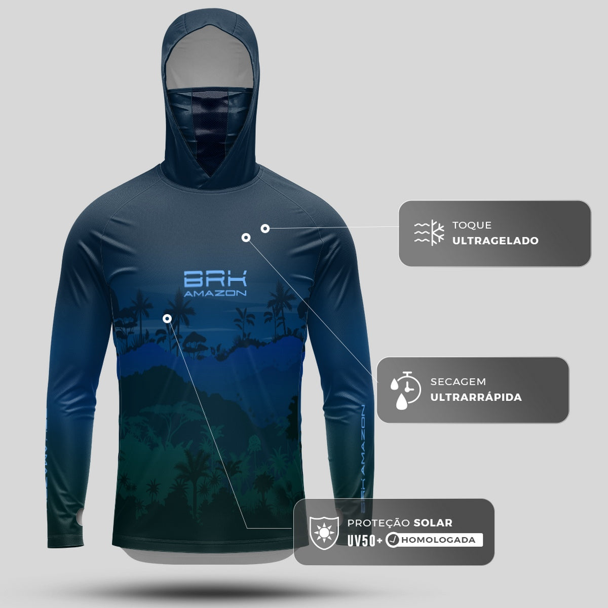 Camisa FusionX Brk Mata Noite com Capuz e Proteção UV50+