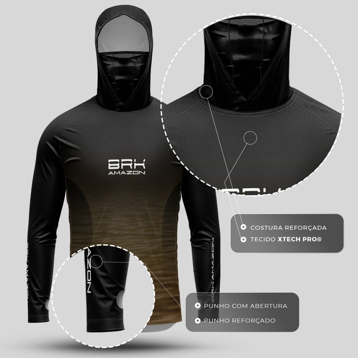 Camisa FusionX Brk Agua Rio Amazonas com Capuz e Proteção UV50+