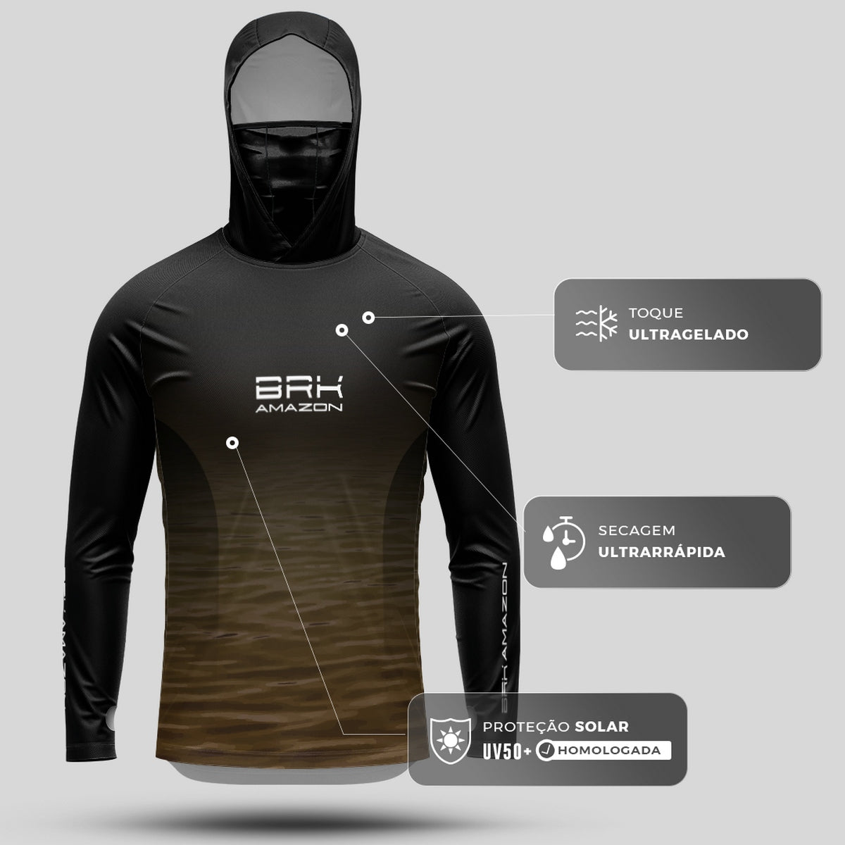 Camisa FusionX Brk Agua Rio Amazonas com Capuz e Proteção UV50+
