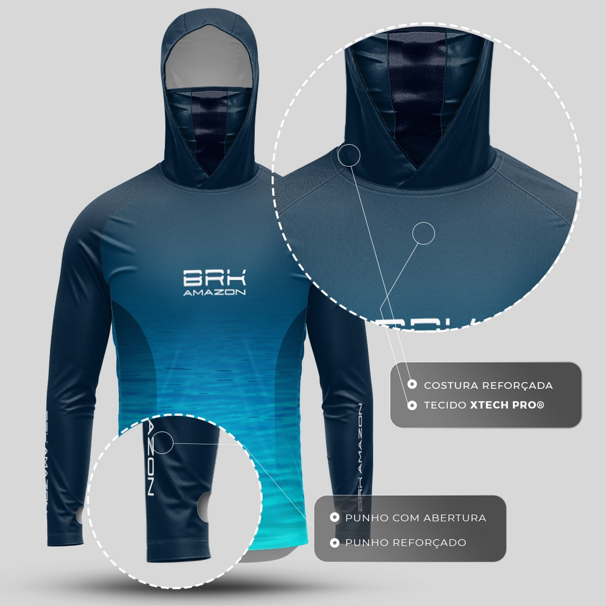 Camisa FusionX Brk Água com Capuz e Proteção UV50+